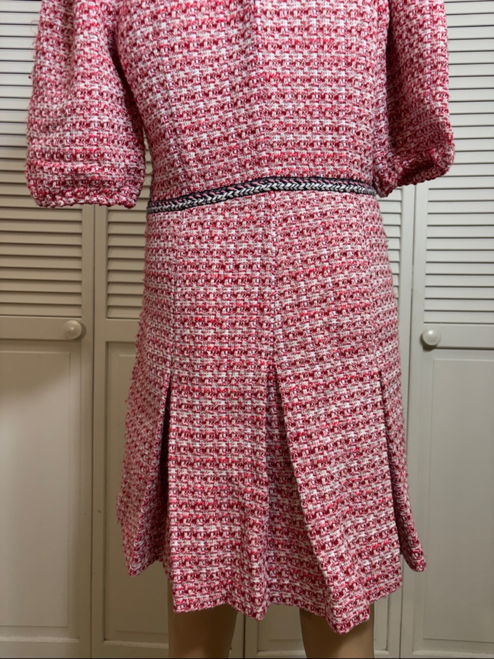 NWT Maje Renetia Tweed Puff-sleeve Minidress in Pink Large - Picture 9 of 16